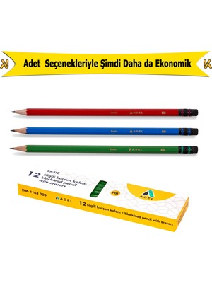 Adel Basic Silgili Köşeli Kurşun Kalem