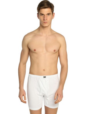 Tutku Erkek Beyaz Pamuklu Penye Paçalı Külot