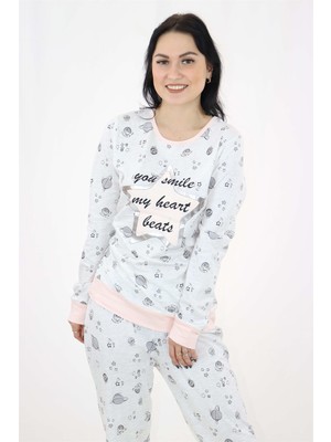 Obje Gezegen Baskılı Bayan Pijama Takımı