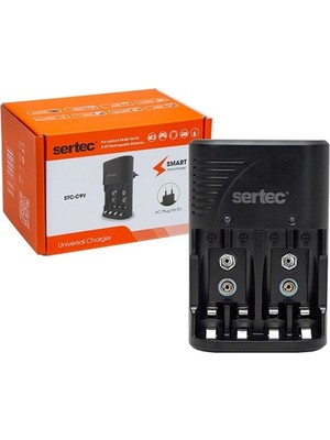 Sertec STC-C9V Universal 4'lü Pil Şarj Aleti AA-AAA-9V Uyumlu 9 V Düşük Şarj Akımı