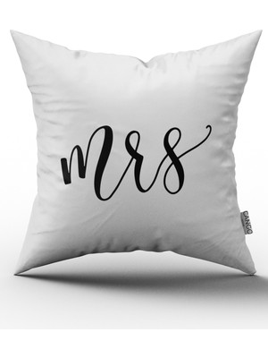 Cango Home Çift Tarafı Baskılı Mrs. Kadın Dijital Baskılı Kırlent Yastık Kılıfı - Beyaz-Ct