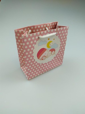 Event Party Store Karton Çanta Pembe Bebekli 11cm X 11cm