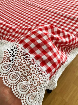 Karan Home Güpürlü Pötikare Dertsiz Zefir Kumaş Masa Örtüsü