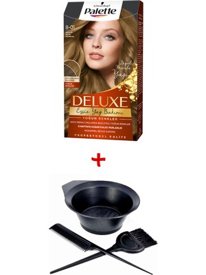 Palette Deluxe Saç Boyası 8-01 Küllü Açık Kumral + Boyama Seti
