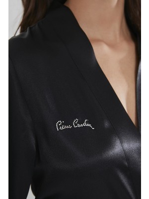 Pierre Cardin Pıerre Cardın Kadın Saten Sabahlık Siyah Renk Şık Tasarım ve Yumuşak Dokulu