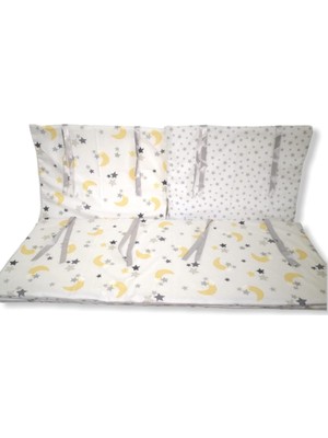 Bebek/çocuk Beşik Kenar Koruma Beşik Için (4 Parça) Sarı Gri Yıldızlı