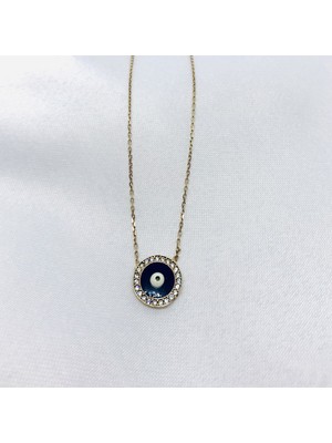 Gökdeniz 925 Zirkon Taşlı Nazar Gümüş Kolye