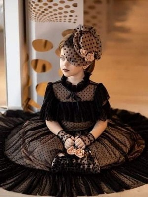 Riccotarz Kız Çocuk Noble Beaute Şapkalı Siyah Elbise