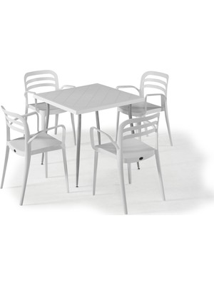 Novussi Aspendos 4 Sandalyeli Masa Takımı Bahçe Oturma Seti