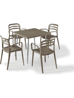 Novussi Aspendos 4 Sandalyeli Masa Takımı Bahçe Oturma Seti