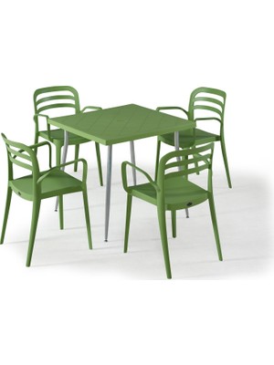 Novussi Aspendos 4 Sandalyeli Masa Takımı Bahçe Oturma Seti