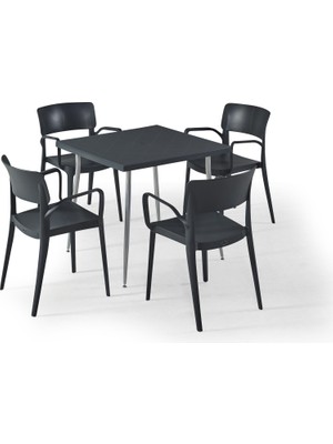 Novussi Panora 4 Sandalyeli Masa Takımı Bahçe Oturma Seti