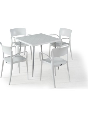 Novussi Panora 4 Sandalyeli Masa Takımı Bahçe Oturma Seti