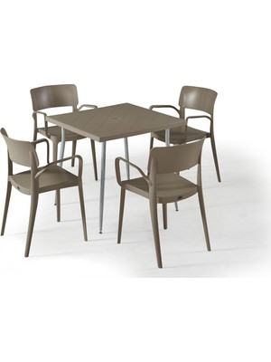 Novussi Panora 4 Sandalyeli Masa Takımı Bahçe Oturma Seti