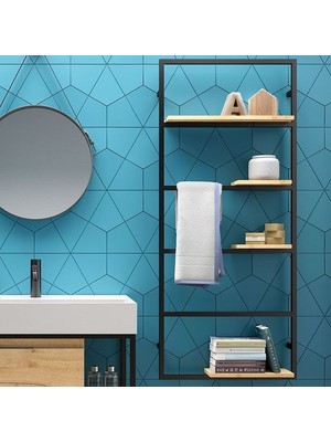 Abronya Metal Ahşaplı Banyo Dolabı Raflı Dolap Duvara Monte Banyo Dolabı Metal Dolap