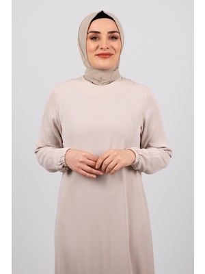 Hürrem Bone Kadın Bej Pratik Çıtçıtlı Tesettür