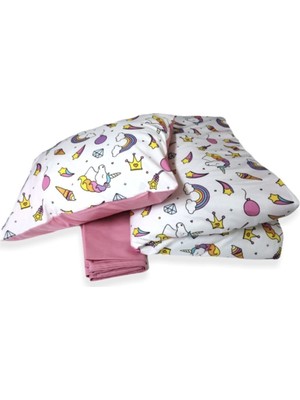 Bebek Özel Pamuklu Bebek/Çocuk Yastık Çarşaf Yorgan Unicorn/pembe
