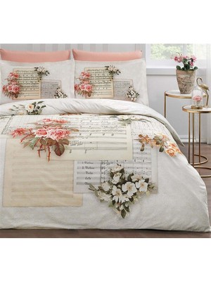 Özdilek Nevresim Takımı Ranforce Çift Kişilik Krem Love Melody