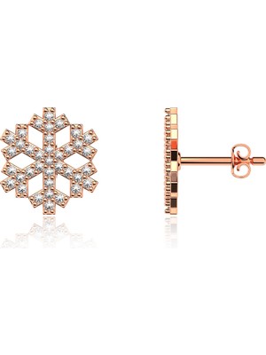 İndigo Takı Rose Gümüş Kar Tanesi Küpe