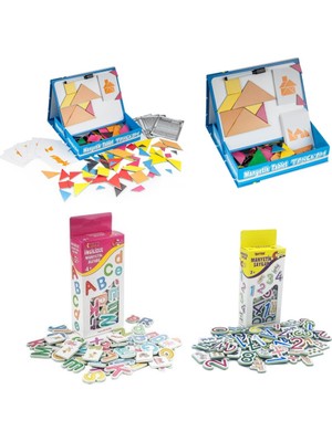 DIYTOY Manyetik Tablet Tangram ve  Alfabe(Türkçe-Ingilizce) -Sayılar Eğitici Set