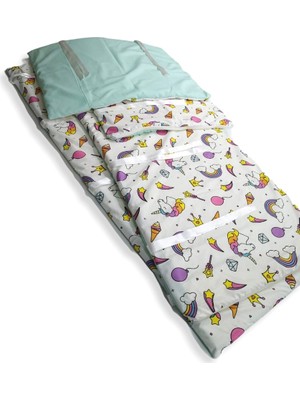 Bebek Özel Bebek Çocuk Beşik Kenar Koruma (4 Parça) Unicorn/mint Yeşili