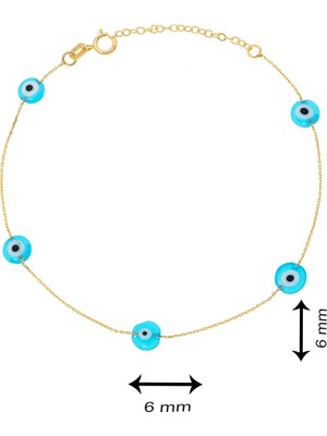 Gençtaş Kuyumculuk 14 Ayar Altın Nazar Bileklik 6 mm Kadın Bileklik