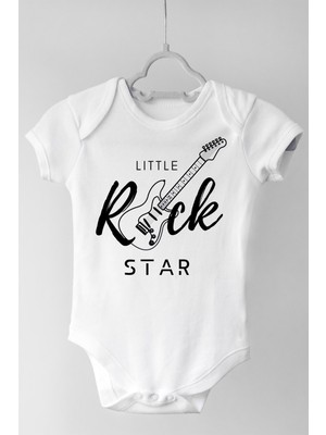Limon Unisex Bebek Beyaz Little Rock Star Çıtçıtlı Body Zıbın