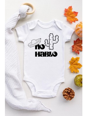 Limon Unisex Bebek Beyaz No Hablo Çıtçıtlı Body