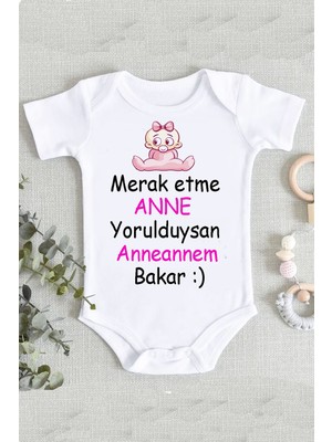 Limon Kız Bebek Beyaz Merak Etme Anne Yorulduysan Anneannem Bakar Baskılı Zıbın