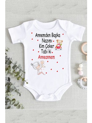 Limon Erkek Bebek Beyaz Yuvarlak Yaka Baskılı Zıbın Body