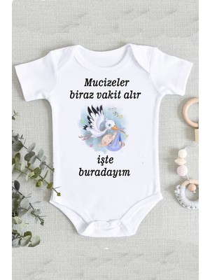 Limon Mucizeler Zaman Alır Işte Buradayım Yazılı Zıbın Body