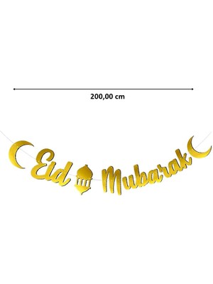 Süsle Bebek ve Parti Eid Mubarak Metalik Altın Banner - 2 mt لافتة ذهبية معدنية لعيد مبارك