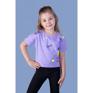 Toontoy Kids Toontoy Kız Çocuk Crop Model Neon Baskılı Tişört