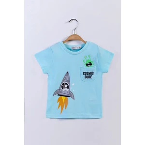 Toontoy Kids Toontoy Erkek Çocuk Cep Detaylı Baskılı Tişört