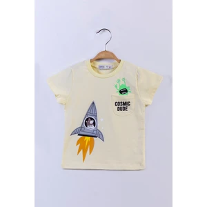 Toontoy Kids Toontoy Erkek Çocuk Cep Detaylı Baskılı Tişört