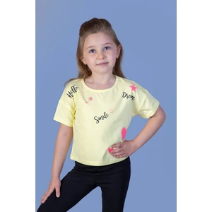 Toontoy Kids Toontoy Kız Çocuk Crop Model Neon Baskılı Tişört