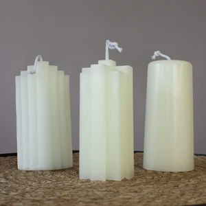 Dekoratif 3'lü Mum Seti (Buzdağı-Kübik-12 cm Silindir)