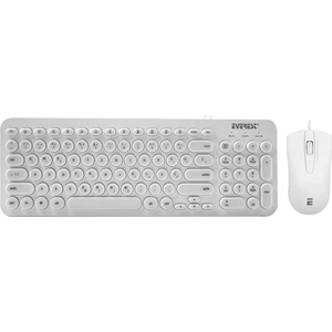KM-01K Beyaz USB Yuvarlak Tuşlu 3D Mouse Combo Türkçe Klavye + Mouse Set