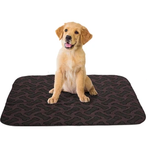 5 Katlı Yıkanabilir Emici Köpek Pedi Kahve Kemik Baskılı