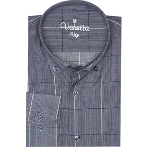 Erkek Kot Mavi Kareli Yaka Düğmeli Cepli Uzun Kollu Gömlek