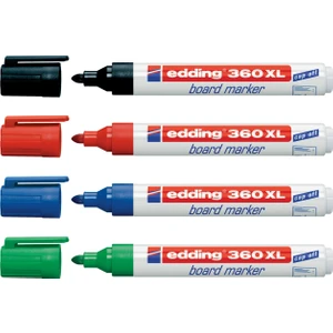 360XL Yazı Tahtası Kalemi 4'lü Renkli Set – Siyah, Kırmızı, Mavi, Yeşil, Uzun Ömürlü ve Silinebilir