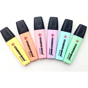 Boss Original Fosforlu Kalem Pastel Renkler 6'lı Set