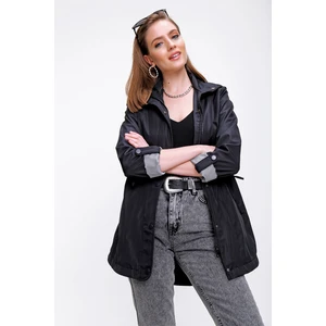 10322 Beli Büzgülü Cep Detaylı Trençkot