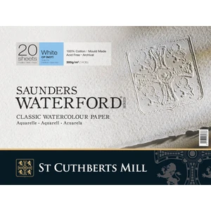 St Cuthberts Mill Saunders Waterford Suluboya Defteri Blok Soğuk Baskı - Orta Doku 300 gr 18 x 26 cm 20 Yaprak