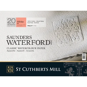 St Cuthberts Mill Saunders Waterford Suluboya Defteri Blok Sıcak Baskı - Düz Doku 300 gr 18 x 26 cm 20 Yaprak
