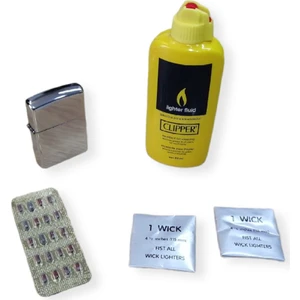 Benzin 80 ml - Çakmak Taşı - Çakmak ve Fitil Set