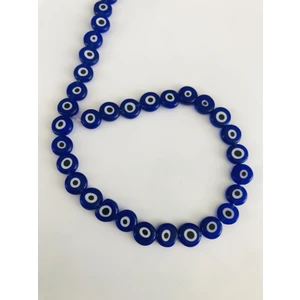 Livza Bijuteri Lacivert Yassı Cam Nazar Boncuk 10 mm