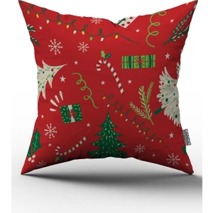 Cango Home Çift Tarafı Baskılı Yılbaşı Temalı Dijital Baskılı Kırlent Yastık Kılıfı CGH297-CT