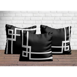 Alban Home Albanhome Siyah Çerçeve Detaylı Üçlü Yastık Kılıfı Seti