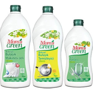 Mom's Green 3'lü Set Mom's Green Bulaşık Makinesi Jeli Deterjanı 1 Lt + Elde Bulaşık Limon 1 L + Parlatıcı 500 ml
